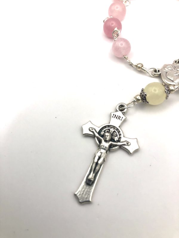 Pink Chalcedony decade rosary - Image 2