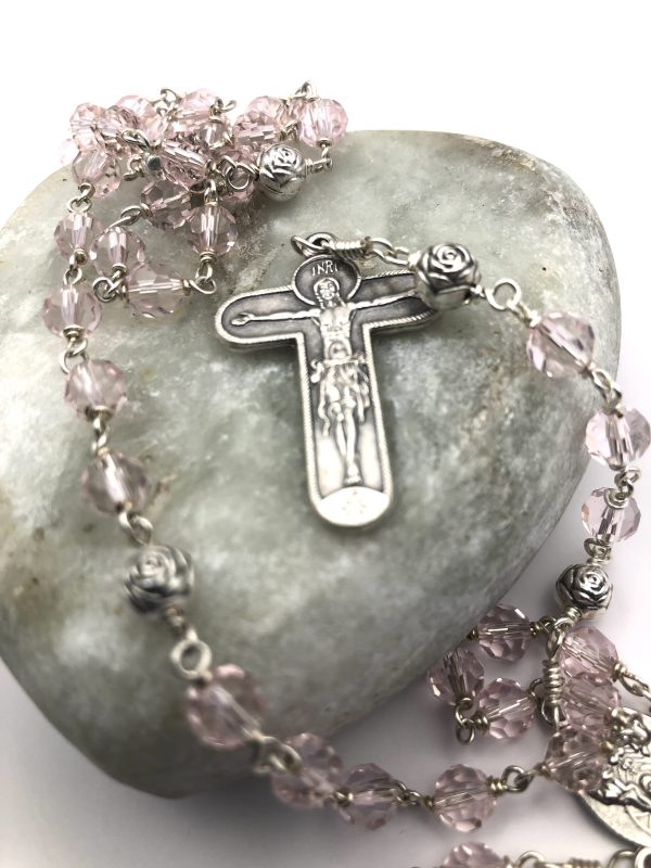 Pink Czech Chrystal Rosary - Image 4
