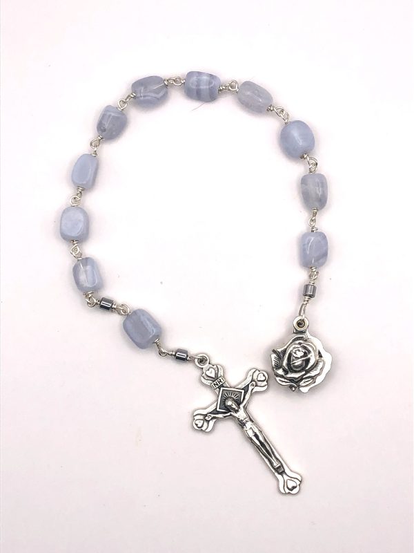 Blue lace agate tenner -