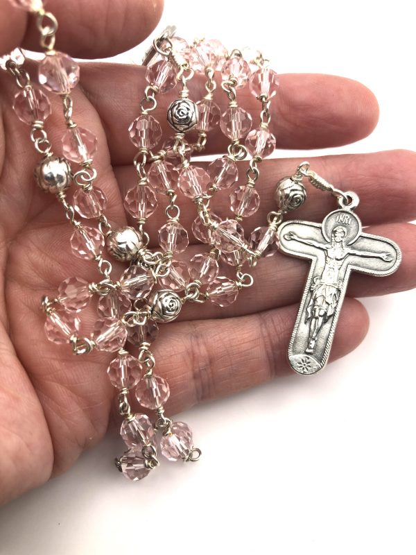 Pink Czech Chrystal Rosary - Image 3