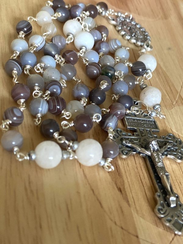 Botswana Agate wire wrapped rosary