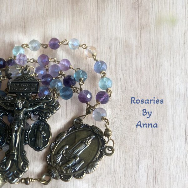 Faceted Fluorite Rosary with Crystal Paters and Bronze Wire-Wrapping - Image 6