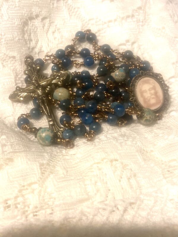 Stunning Apatite and Jasper Holy Face Rosary