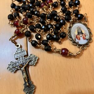 PRE ORDER Christ the King Rosary in black Czech glass beads