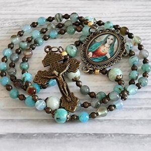 Immaculate Heart Agate rosary