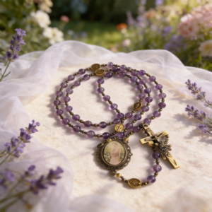 Sacred Amethyst Rosary with Miraculous Medals