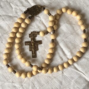 Italian cream wood rosary .