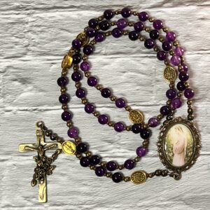 Sacred Amethyst Rosary with Miraculous Medals